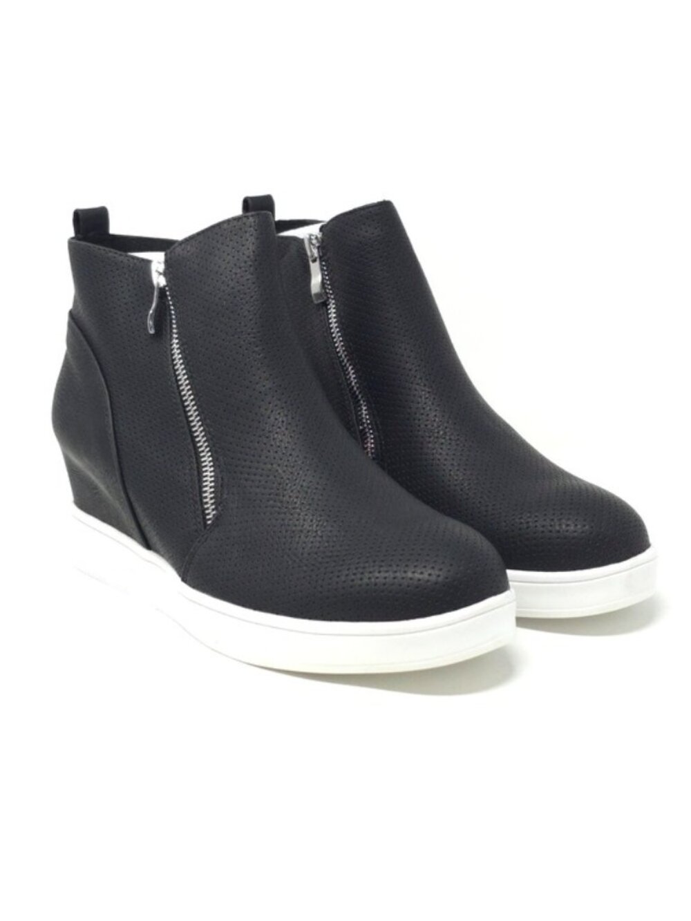 Journee Collection Pennelope Wide Width Double Zip Wedge Sneakers 11W - Picture 2 of 9